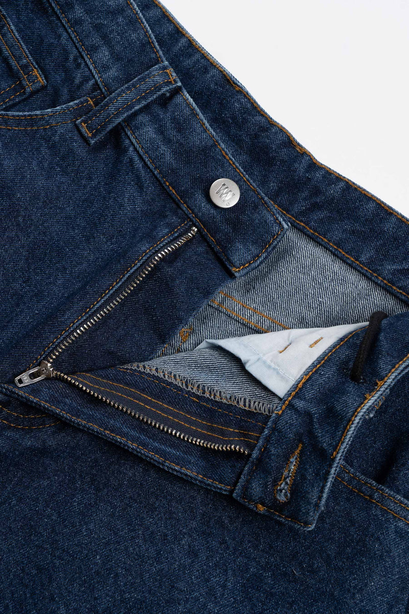 Baggy Denim Short - Leather Patch