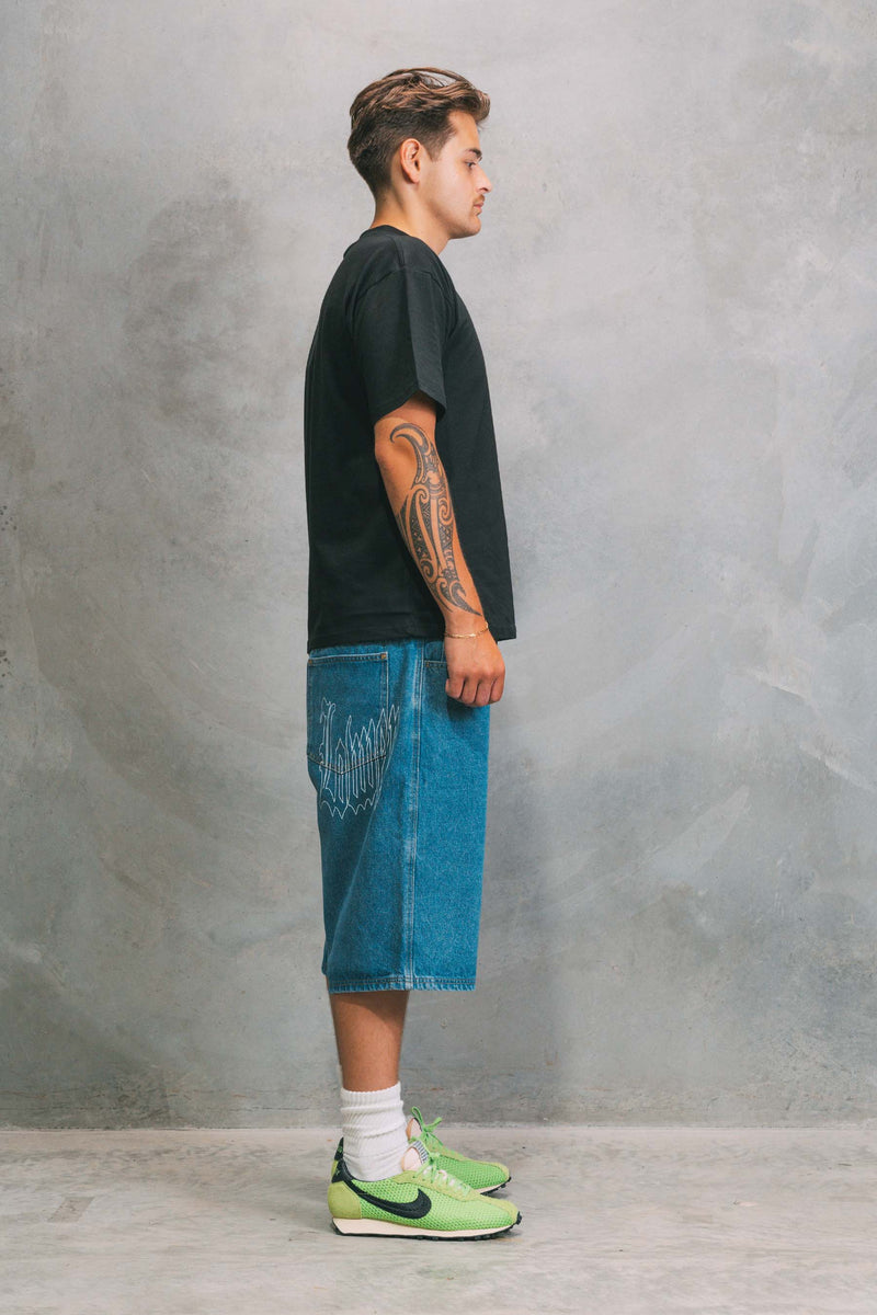 Baggy Denim Shorts - Outline